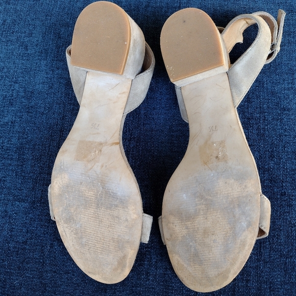 MADEWELL ALICE G4970 Womens Sandals Sz 7.5 Taupe Leather Block Heels Ankle Strap - Picture 4 of 5